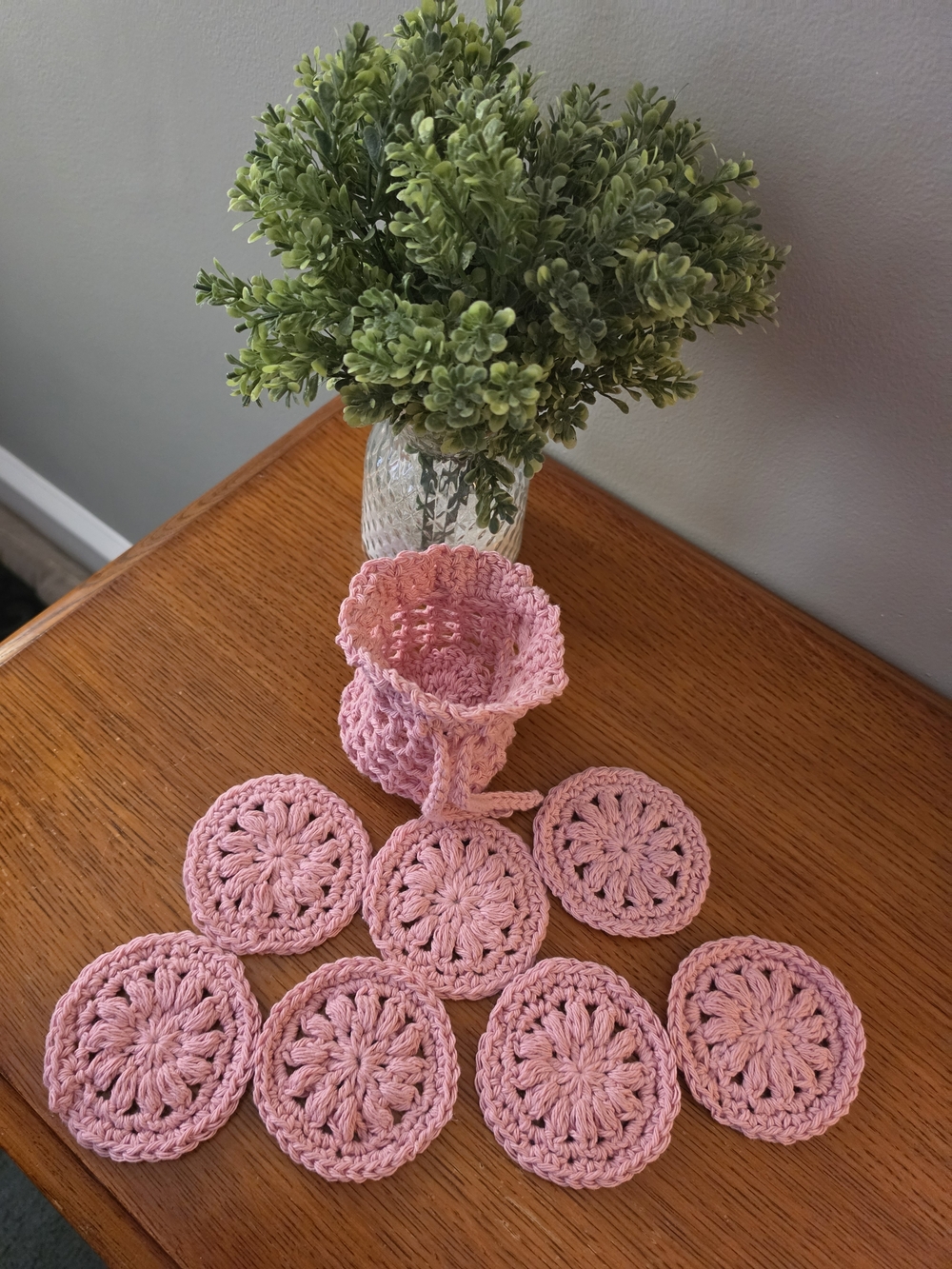 [NWT] Handmade Peaches & Creme 100% Cotton Face Scrubbie & Pouch Set